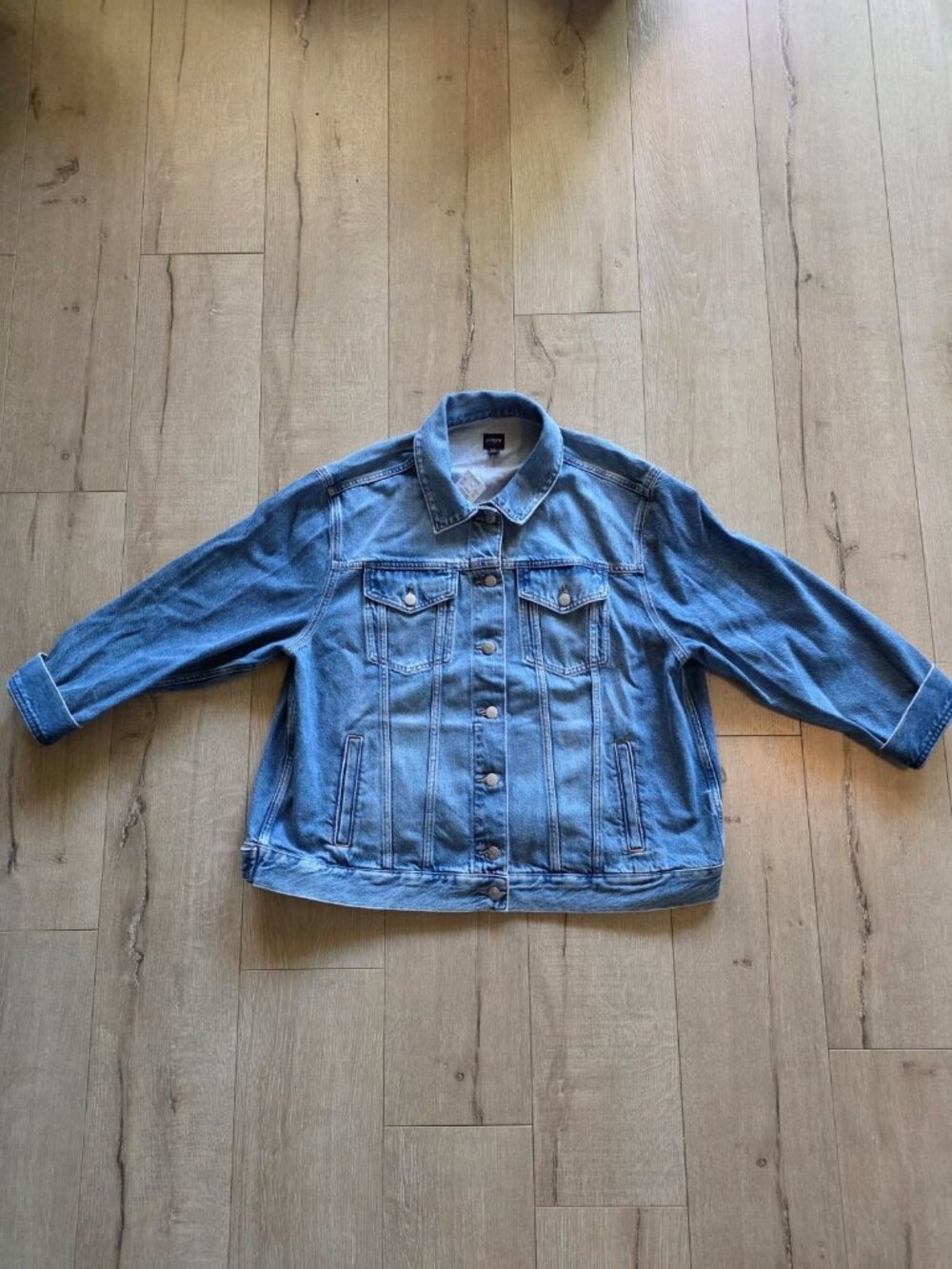 J.Crew Trucker Jacket Womens XXL Blue Denim Collared Chest Pocket Button Front